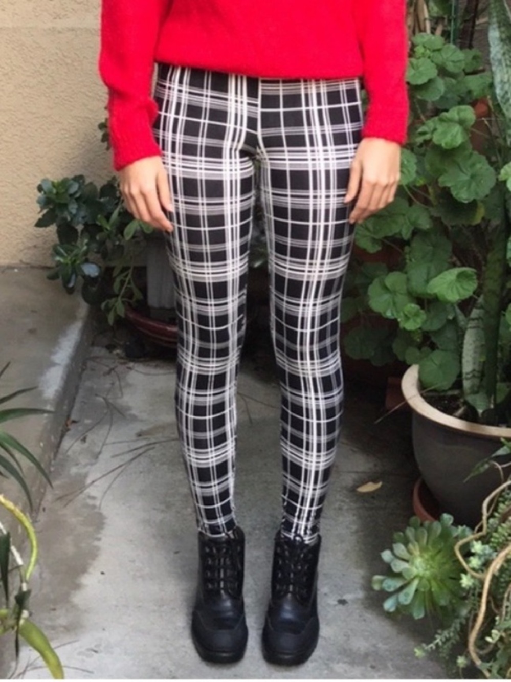Forever 21 Black and White Plaid Leggings